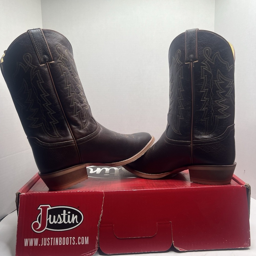 Justin Boots Mens Size 11 D Hayne Whiskey Cowhide Western Boots NIB CJ2000